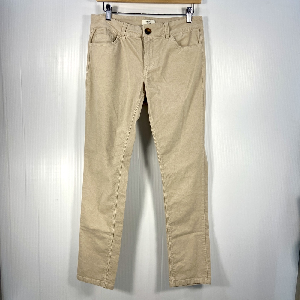 Jacqueline De Yong Straight Skinny Corduroy‎ Pants Light Khaki Tan Womens W29